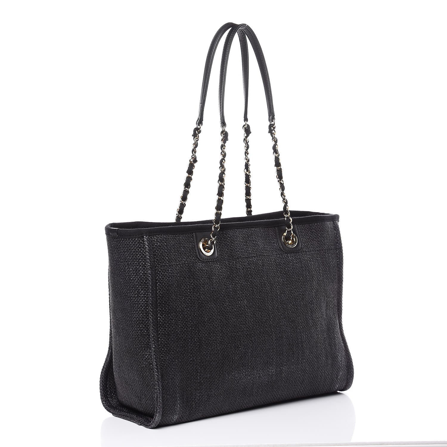 Chanel Woven Straw Raffia Small Deauville Tote Black 3 of 13