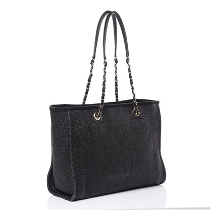 Chanel Woven Straw Raffia Small Deauville Tote Black 3 of 13