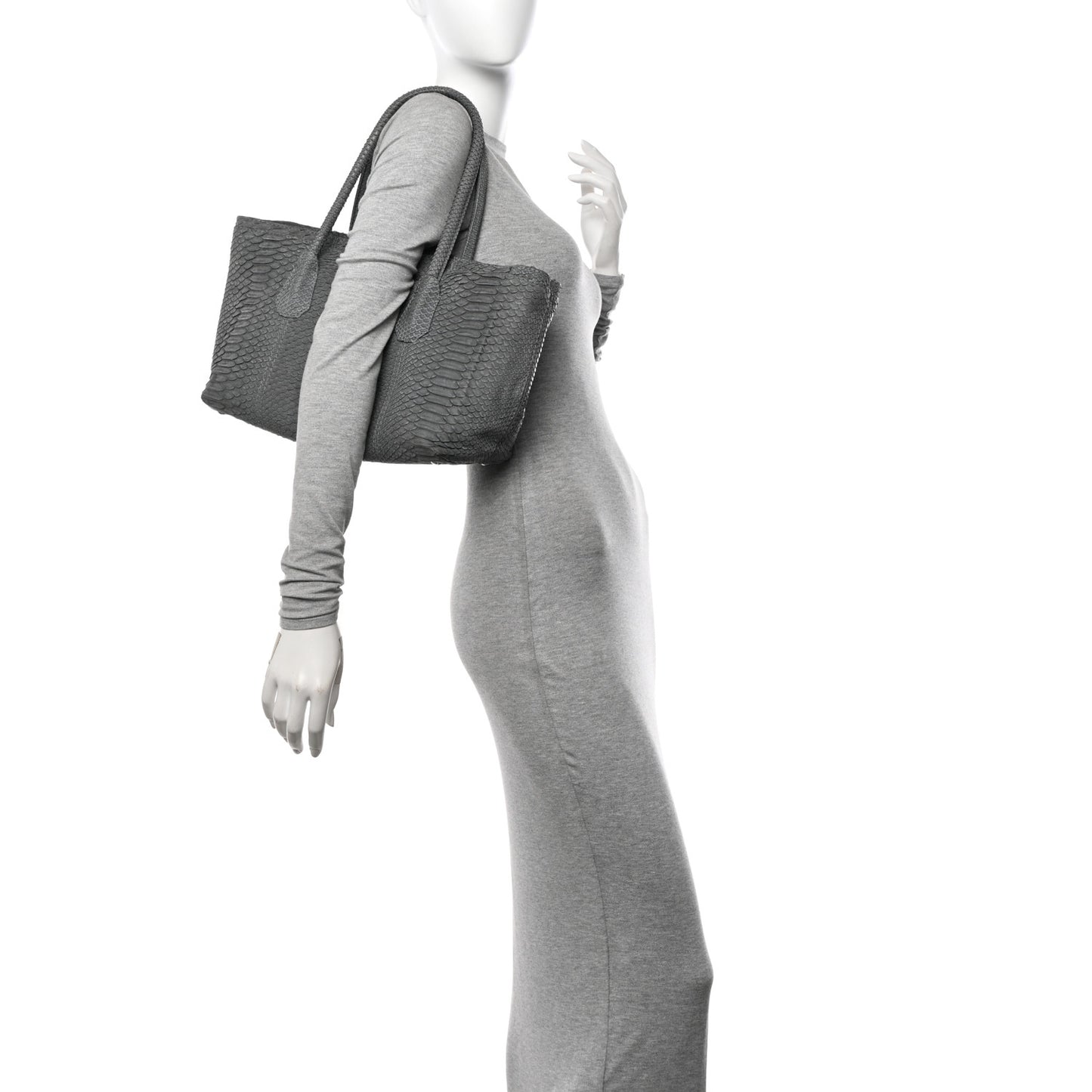 Snakeskin Executive Cerf Shopper Tote Grey