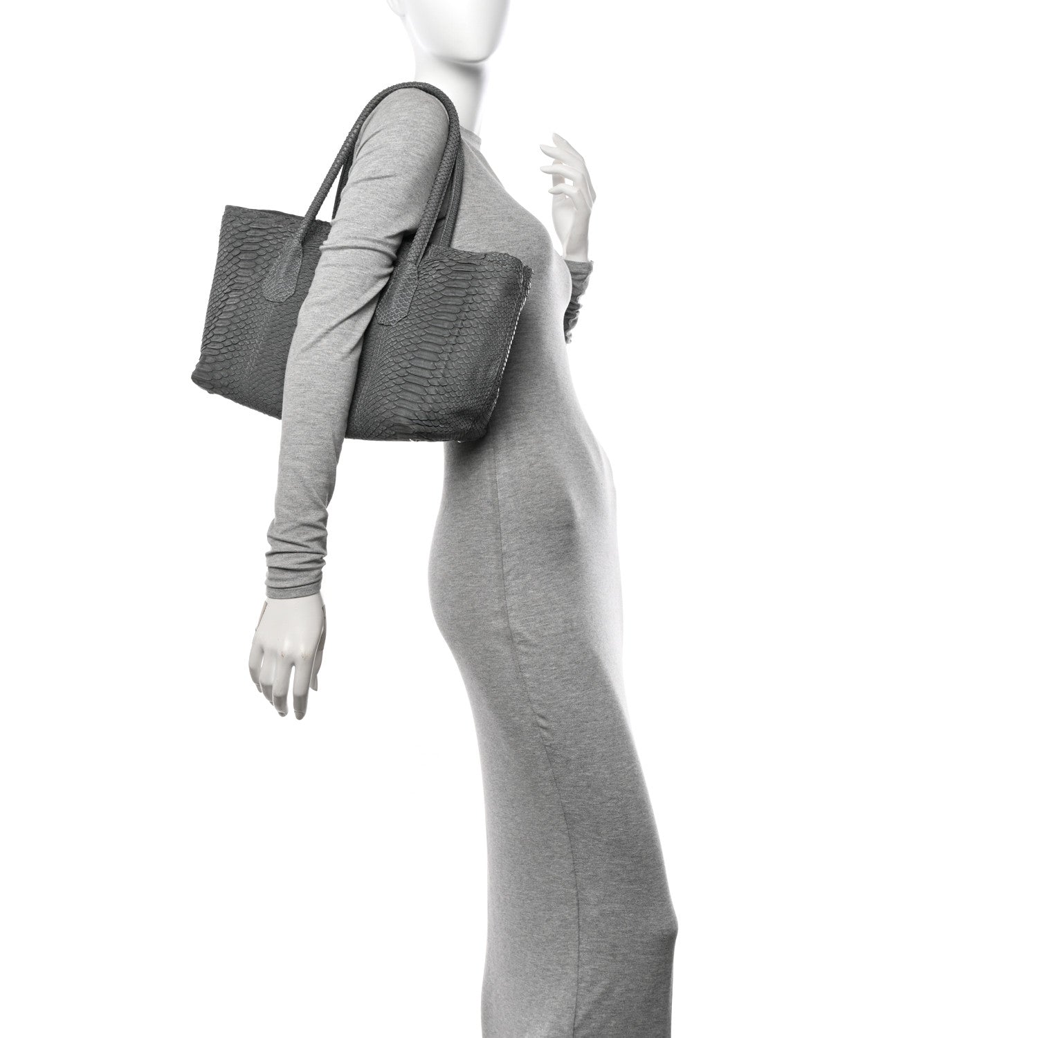 Chanel Snakeskin Executive Cerf Shopper Tote Grey 2 of 12