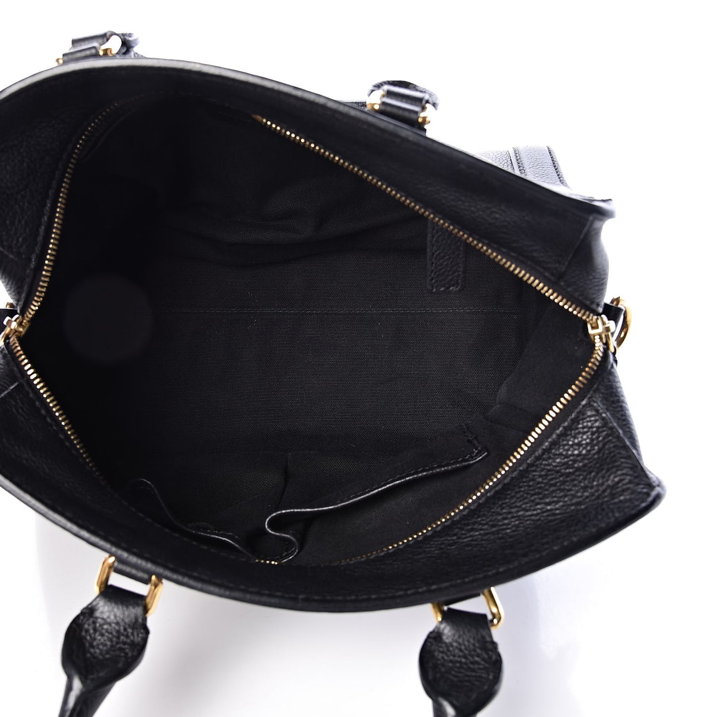Pebbled Calfskin Small Skull Padlock Zip Around Tote Black