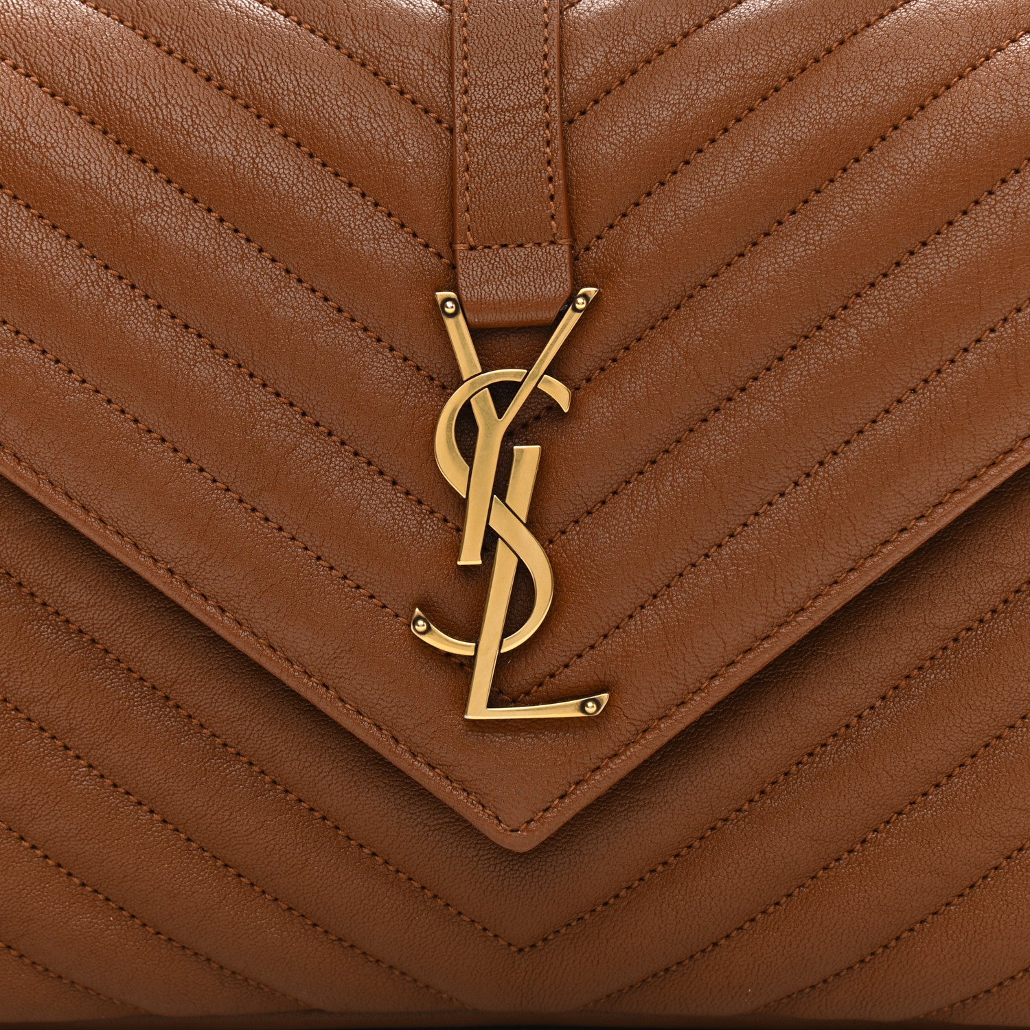 Saint Laurent Sheepskin Matelasse Chevron Monogram Medium College Bag Brick 8 of 10