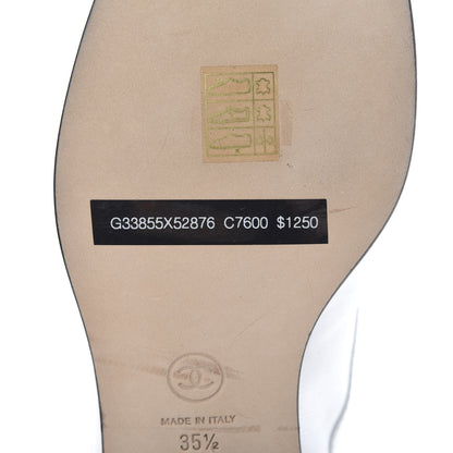 Chanel Patent Calfskin CC Lace Up Boots 35.5 White Black 8 of 10