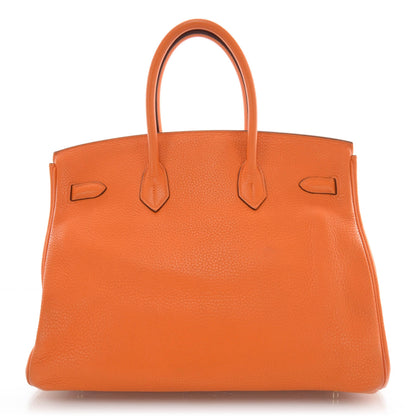 Hermes Taurillon Clemence Birkin 35 Orange 3 of 9