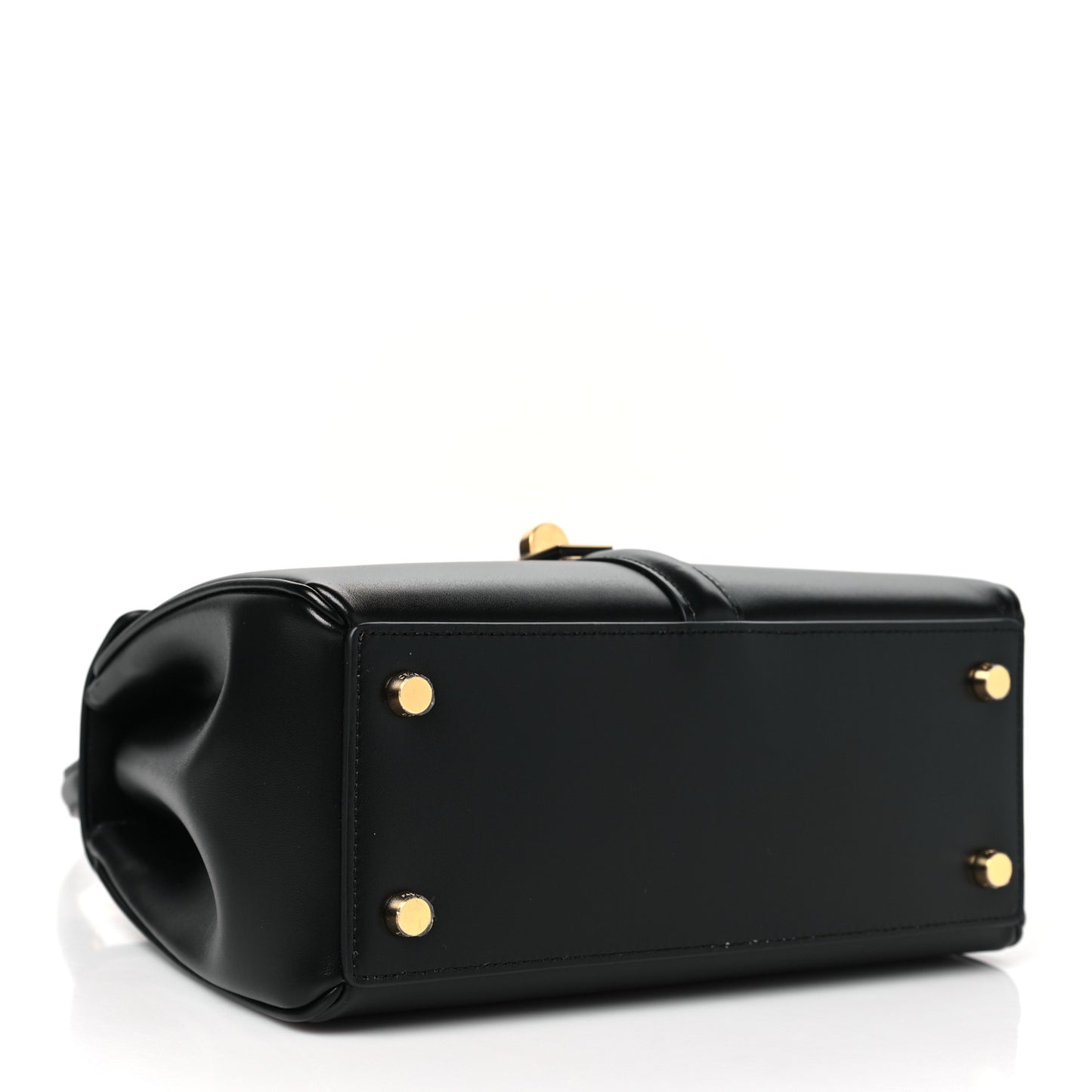 Satinated Calfskin Small 16 Top Handle Bag Black
