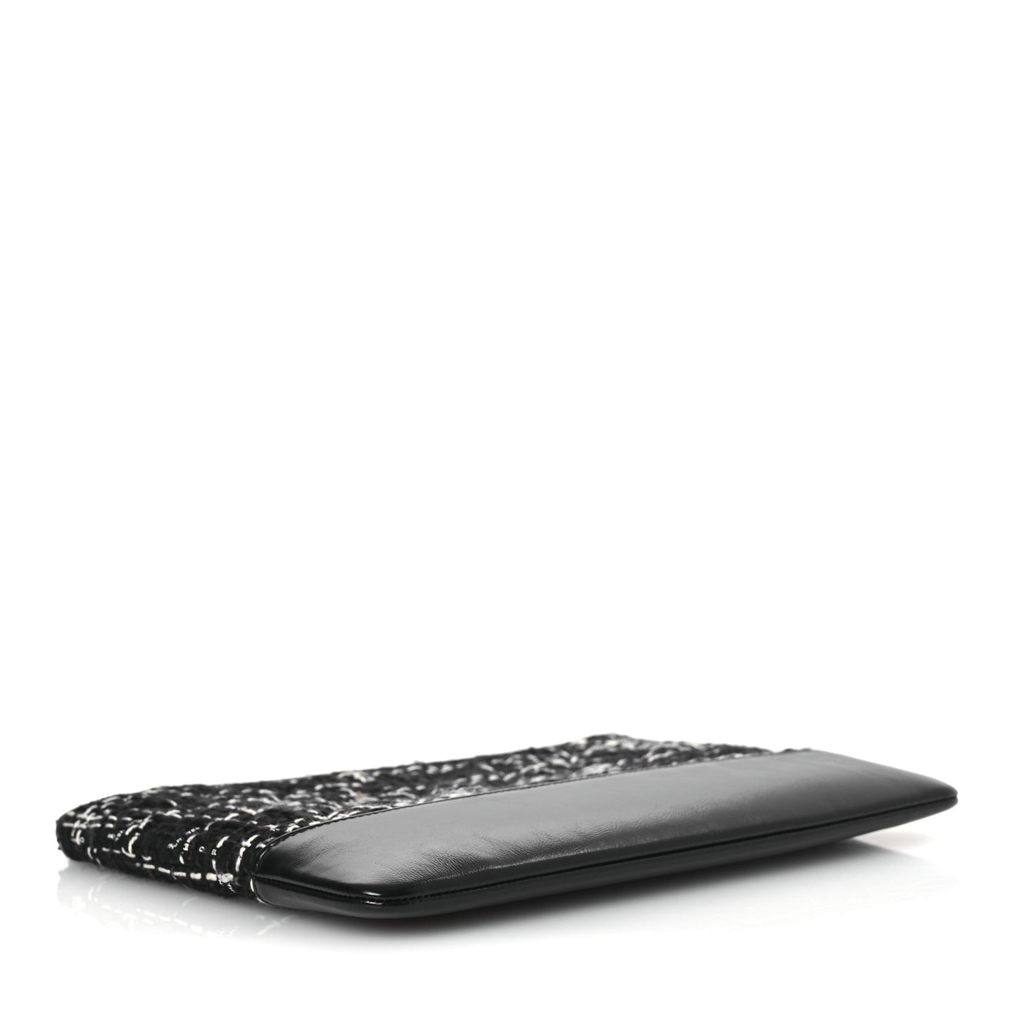 Tweed Calfskin Quilted Medium Cosmetic Pouch Black White