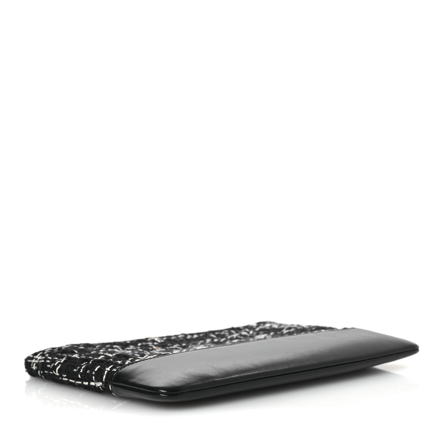 Chanel Tweed Calfskin Quilted Medium Cosmetic Pouch Black White 4 of 11