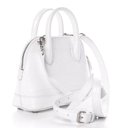 Balenciaga Calfskin Crocodile Embossed XXS Ville Top Handle Bag White Black 3 of 11