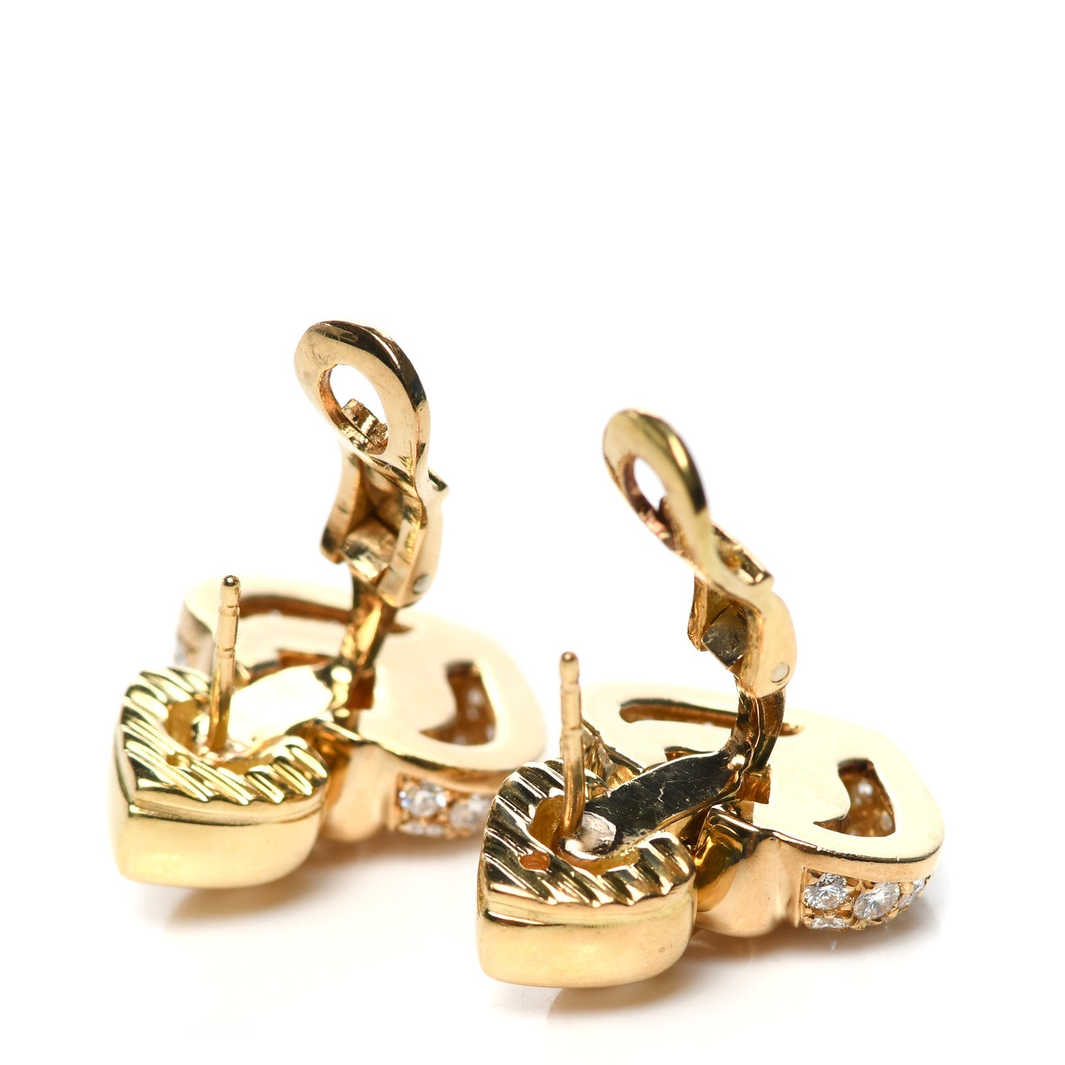 Bulgari 18K Yellow Gold Diamond Doppio Cuore Earrings 4 of 4