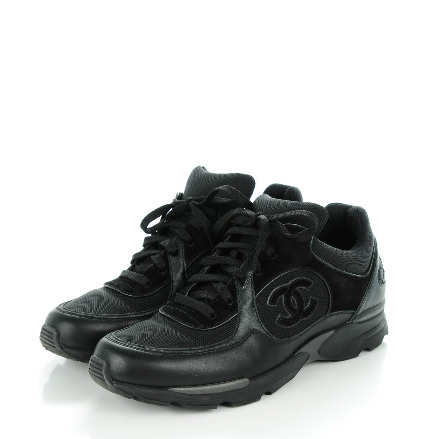 Suede Calfskin CC Sneakers 40 Black