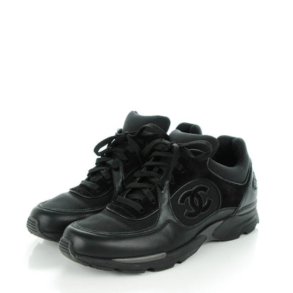 Chanel Suede Calfskin CC Sneakers 40 Black 3 of 8