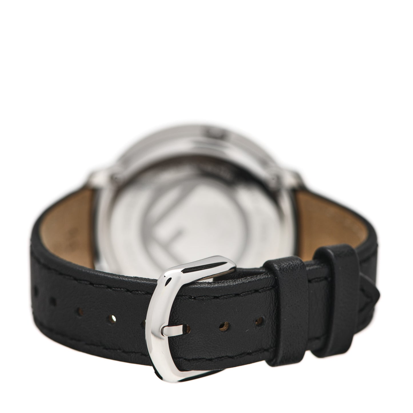 Stainless Steel Calfskin Diamond 36mm Fendi Run Away Quartz Watch Black