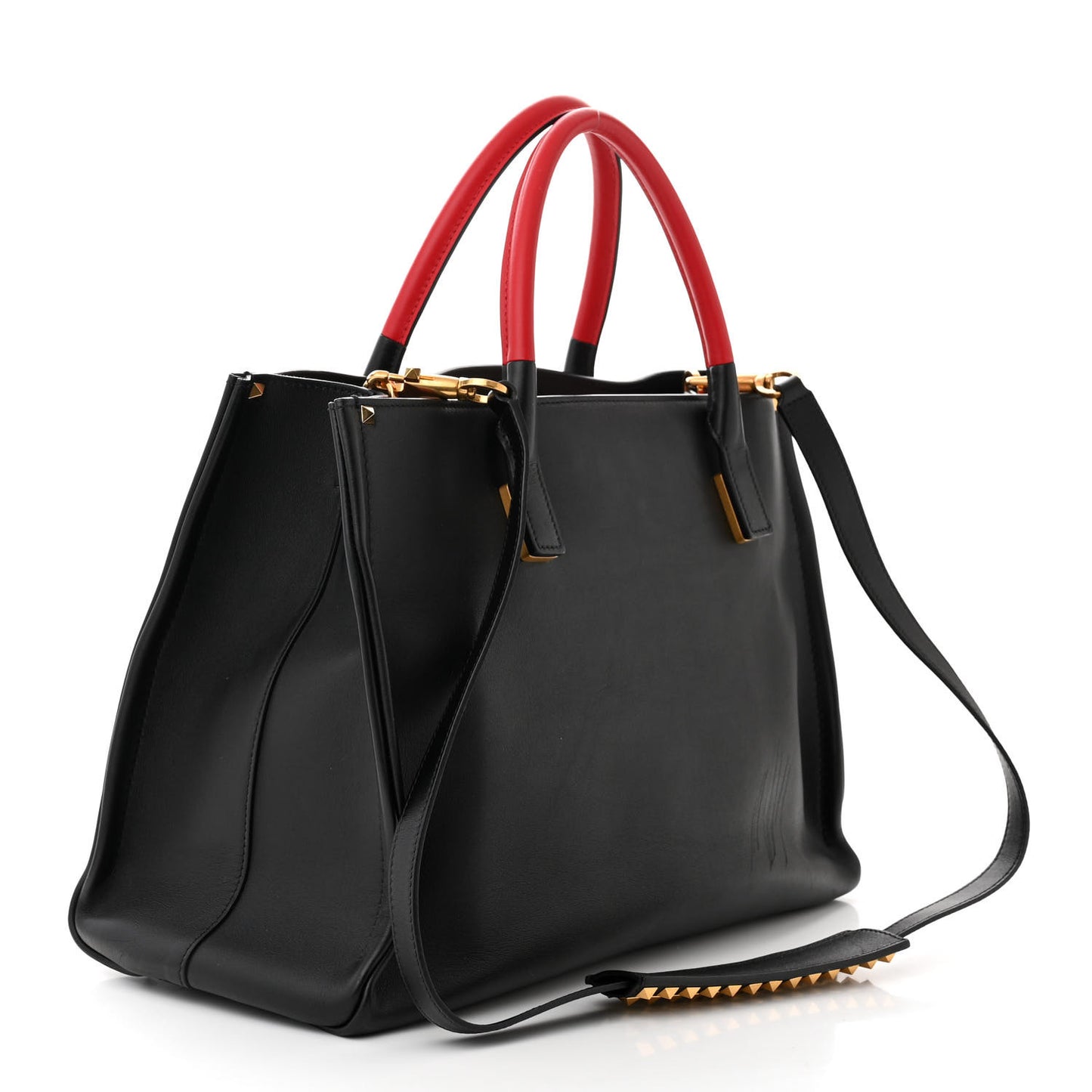 Smooth Calfskin Soul Tote Black Red