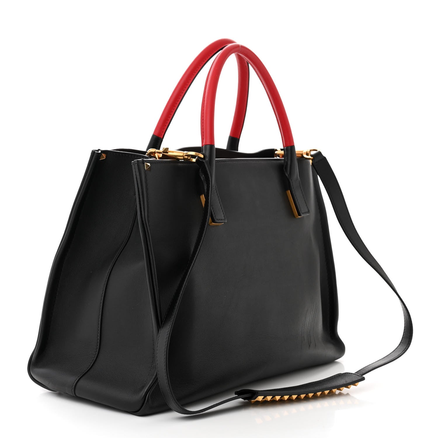 Valentino Garavani Smooth Calfskin Soul Tote Black Red 3 of 10