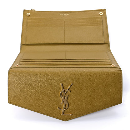 Saint Laurent Grain De Poudre Monogram Uptown Wallet Olive 6 of 12