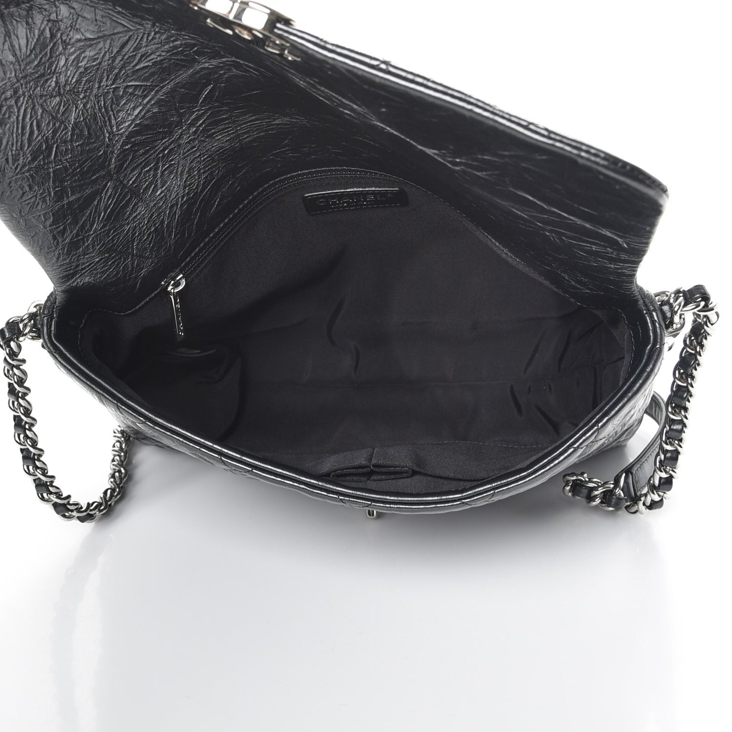 Crackled Aged Calfskin Big Bang Flap Black