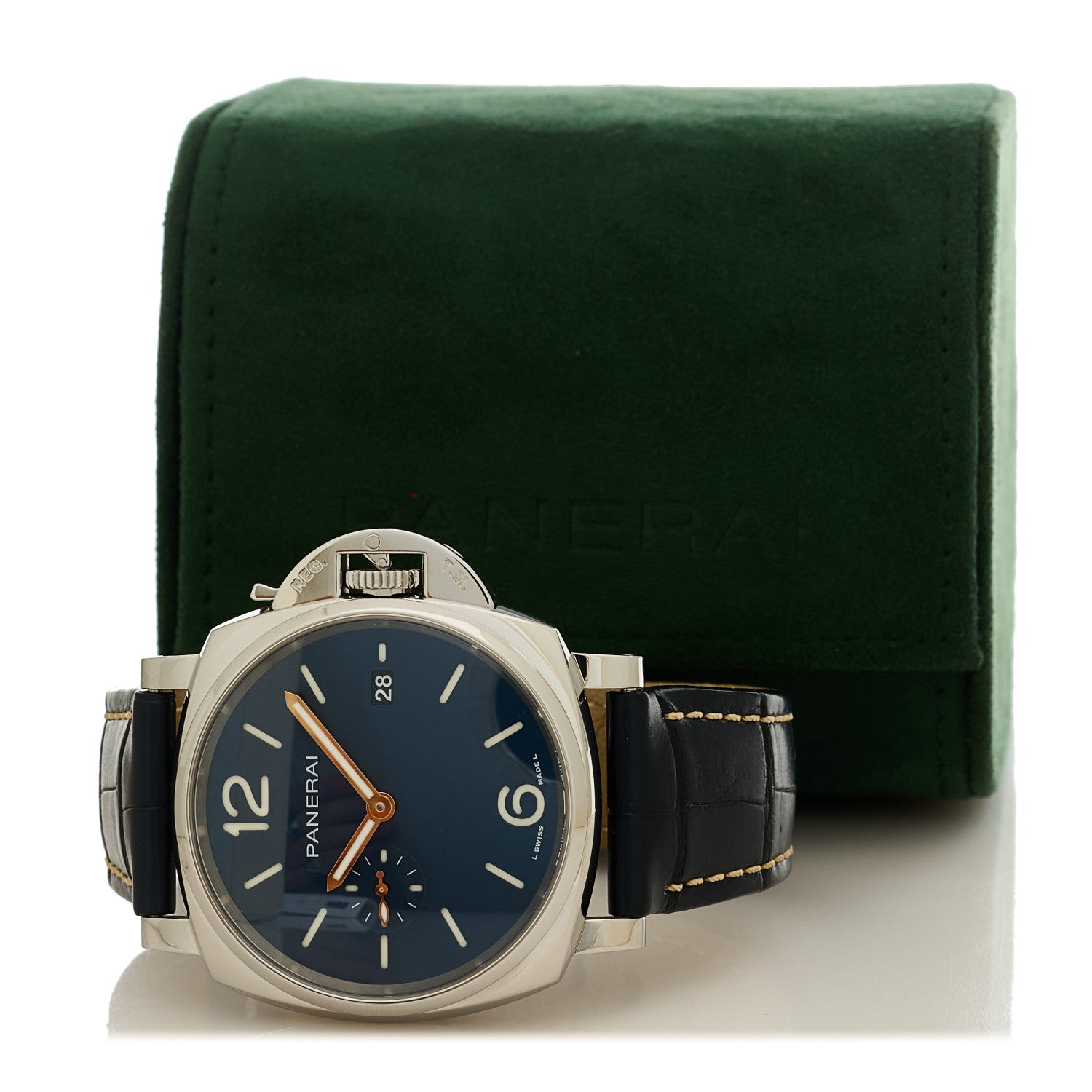 Panerai Stainless Steel Alligator 42mm Luminor Due Automatic Watch Blue PAM01274 5 of 6