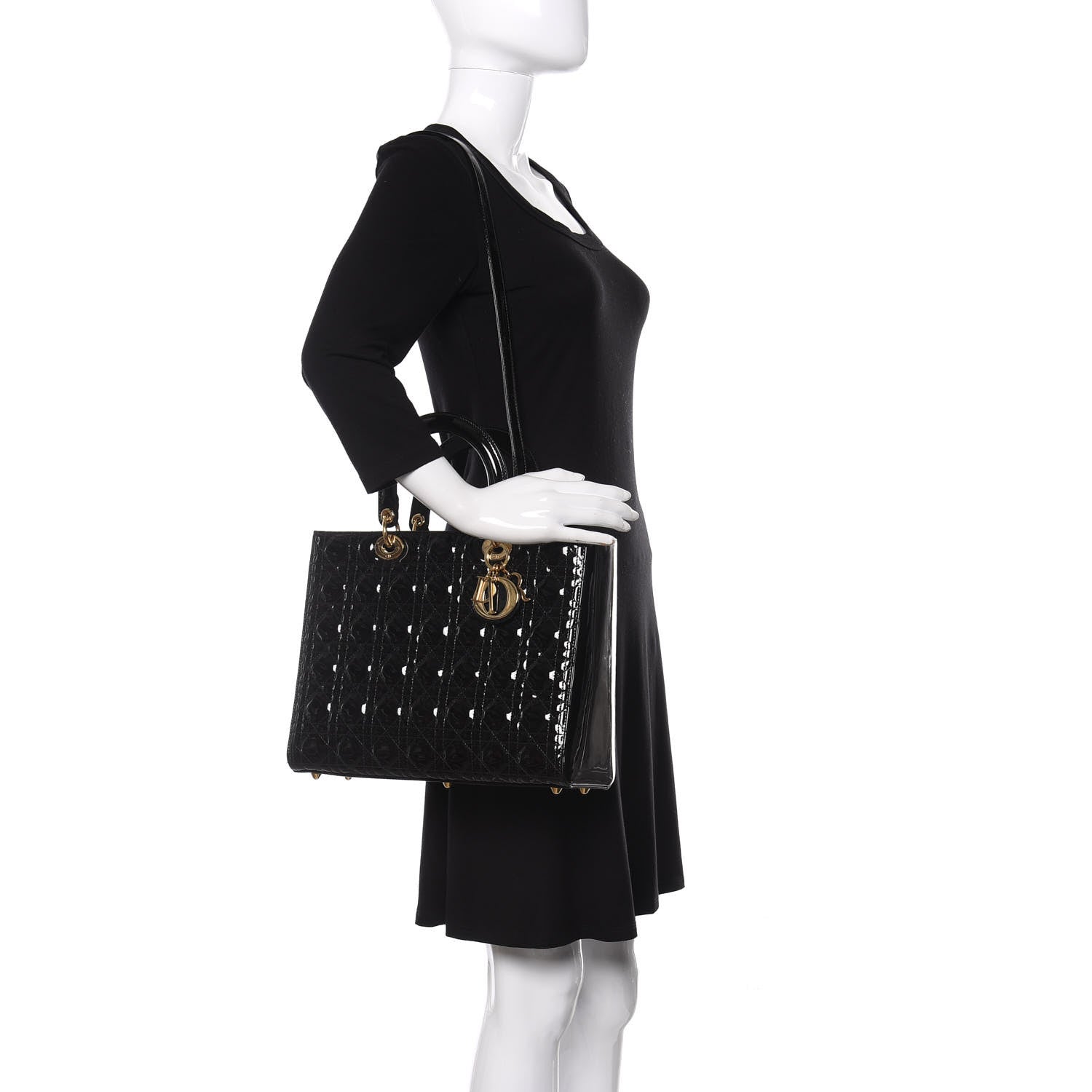 Christian Dior Patent Cannage Large Lady Dior Black 2 of 10