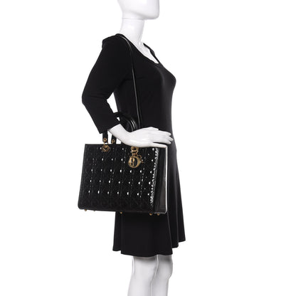 Christian Dior Patent Cannage Large Lady Dior Black 2 of 10