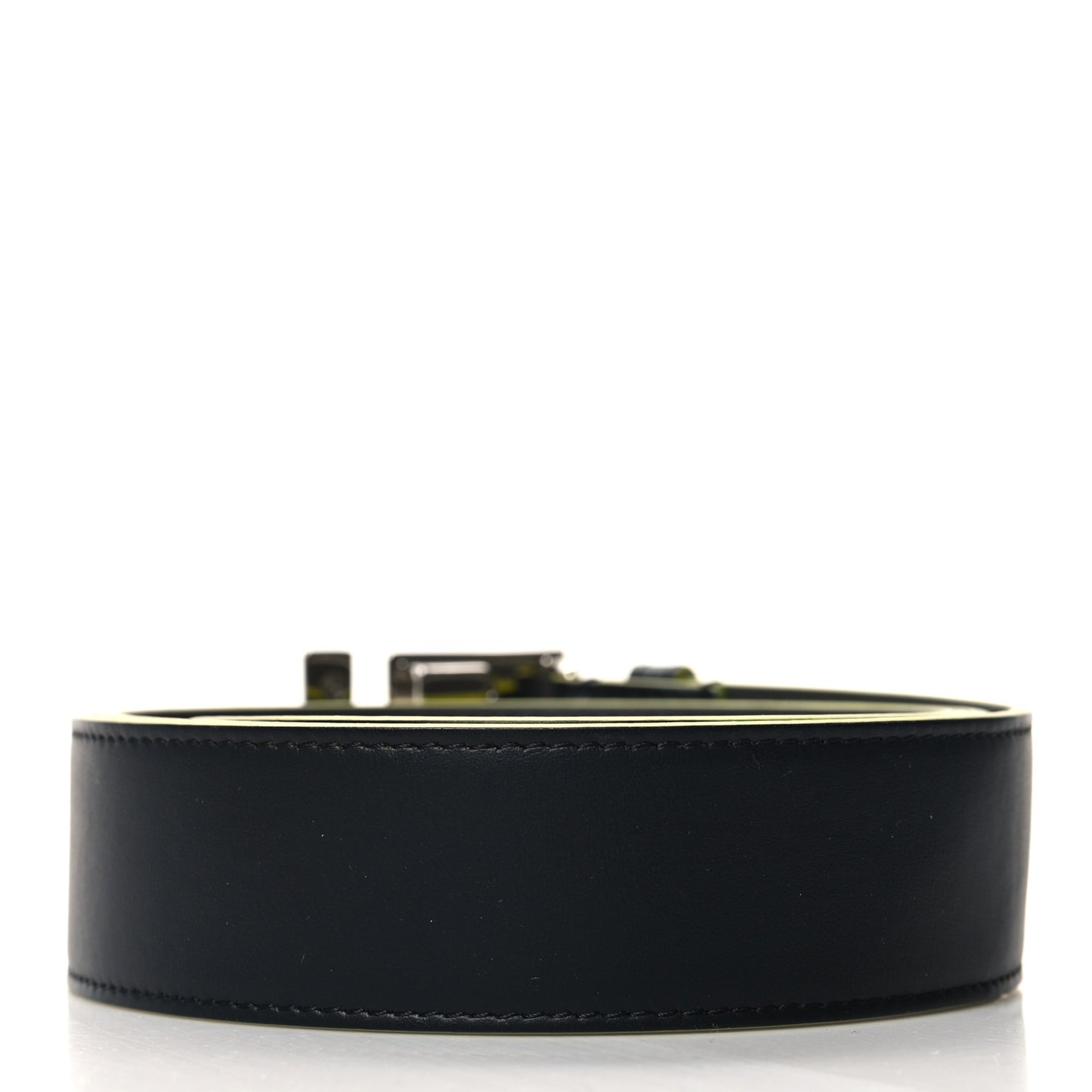 Vitello Century Elite Enamel FF Buckle Belt 105 42 Black Giallo Fluo
