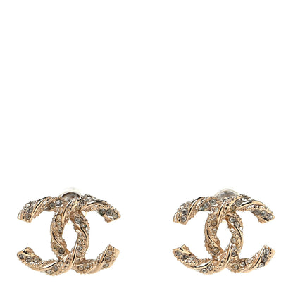 Chanel Crystal Twisted CC Earrings Gold 1 of 4