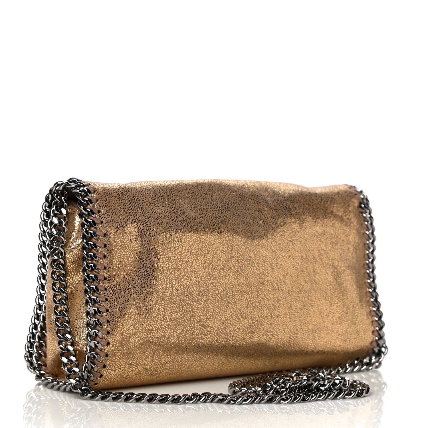 Stella McCartney Metallic Crackle Shaggy Deer Falabella Crossbody Bag Gold 3 of 10