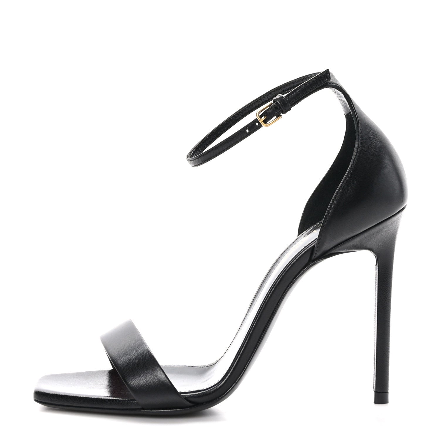 Saint Laurent Calfskin Amber 105 Ankle Strap Sandals 36.5 Black 1 of 9