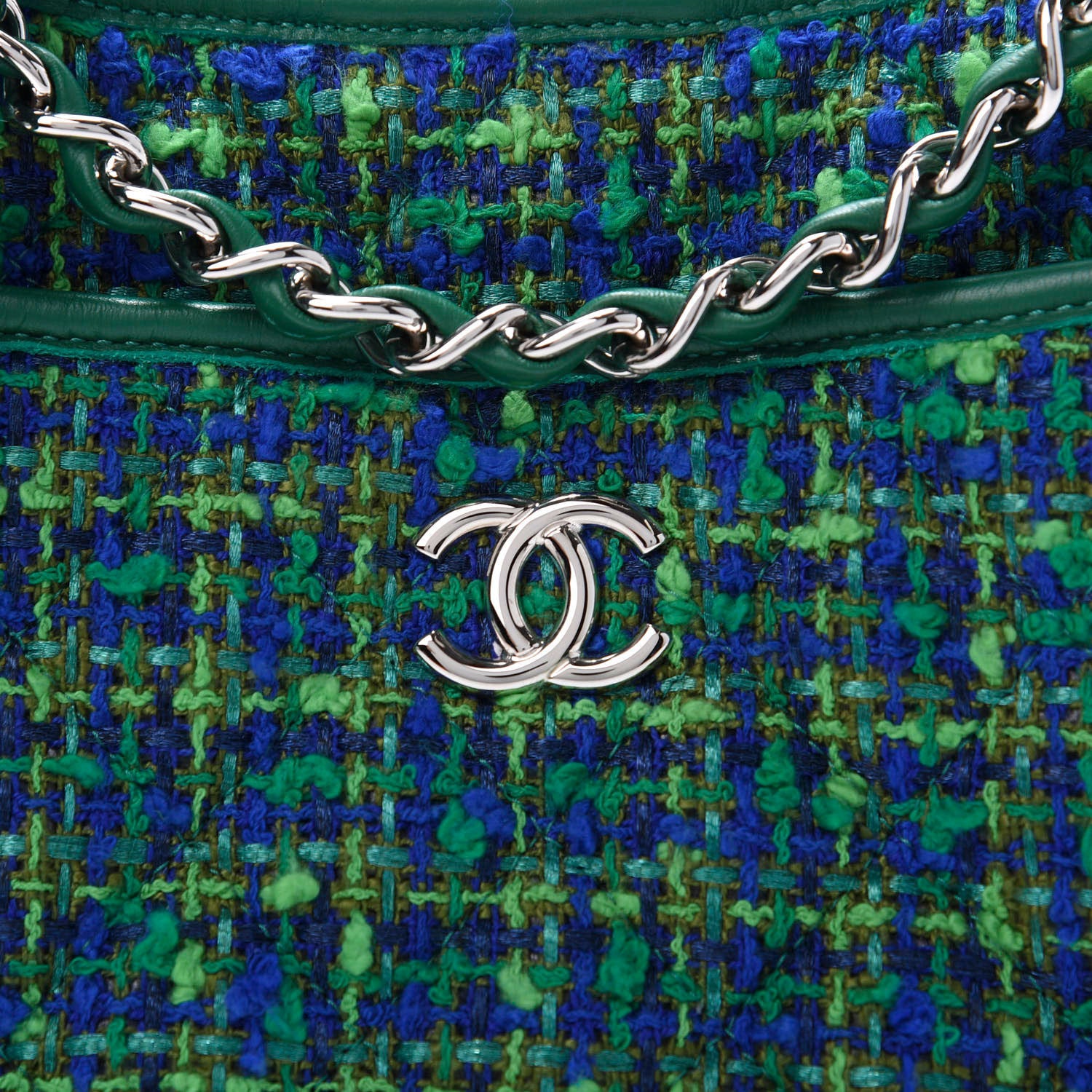 Chanel Tweed Calfskin Jungle Stroll Hobo Bag Green Multicolor 10 of 11