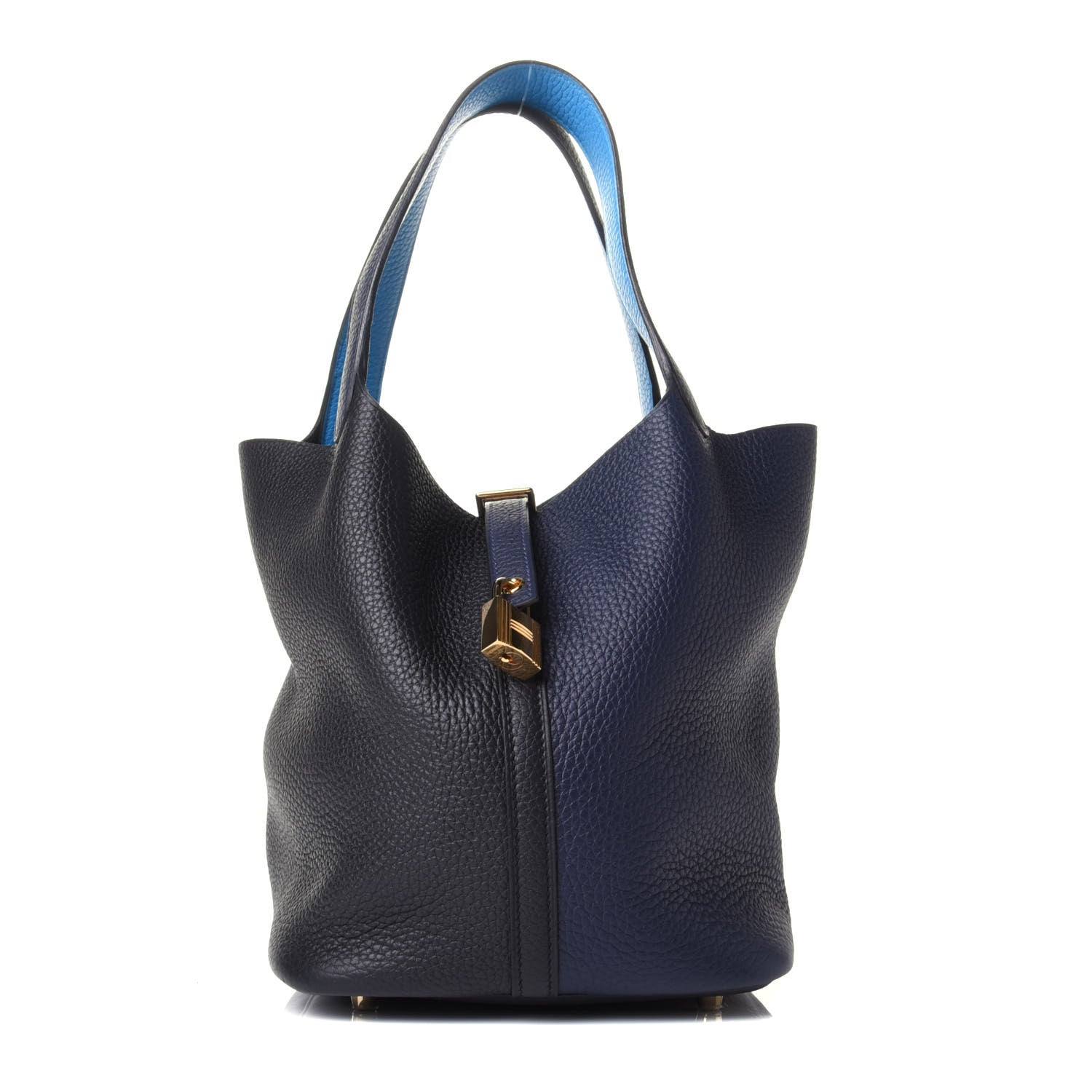Hermes Taurillon Clemence Casaque Picotin Lock 22 MM Bleu Nuit Black Blue Frida 1 of 9
