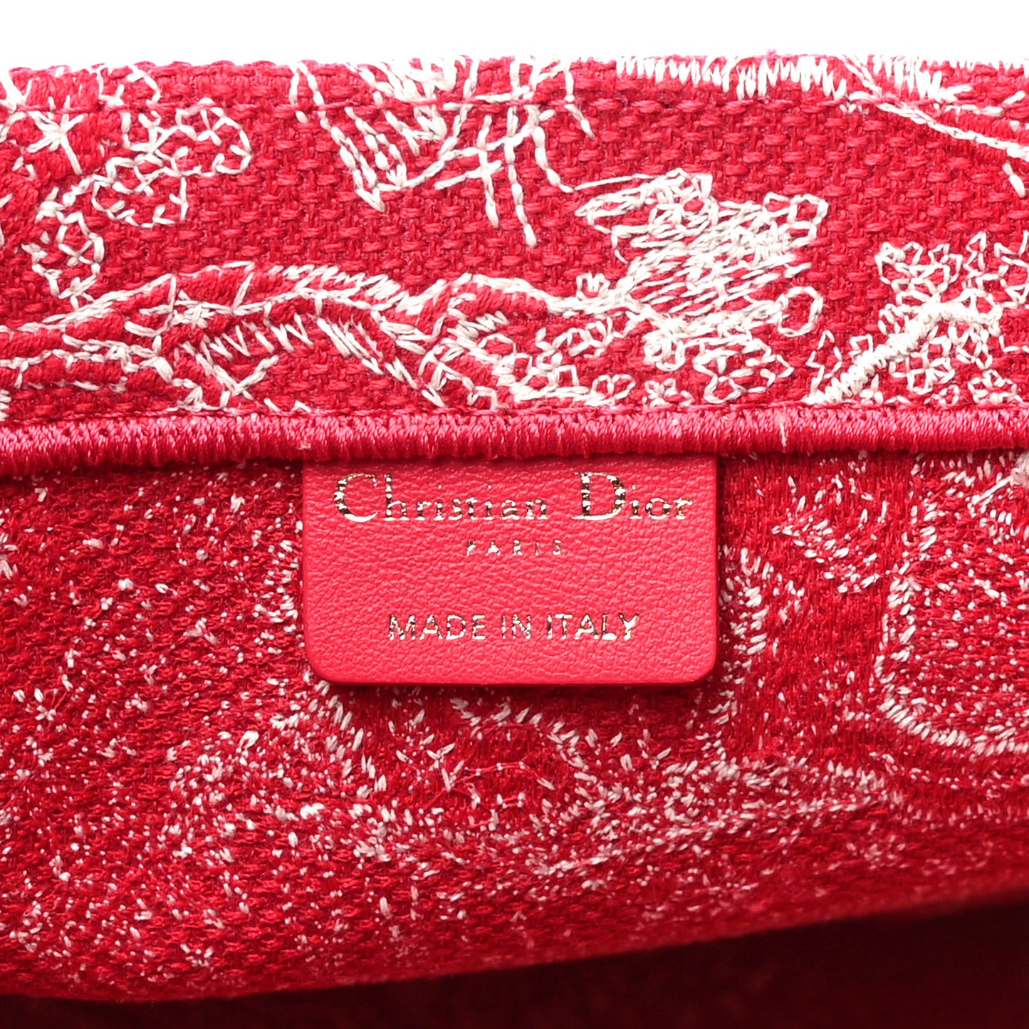 Canvas Embroidered Medium Toile De Jouy Reverse Book Tote Fuchsia