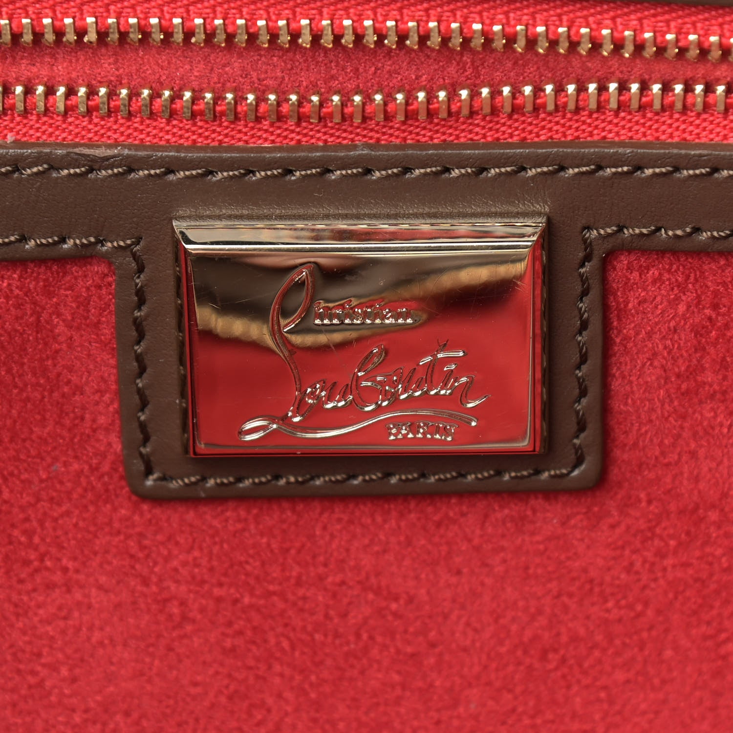 Christian Louboutin Suede Grained Calfskin Studded Large Eloise Satchel Brown 6 of 18