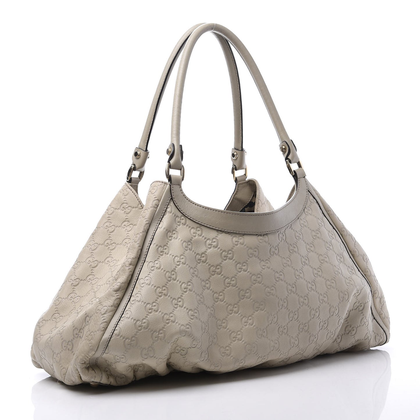 Guccissima Large D Gold Ring Shoulder Bag Off White