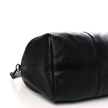 Louis Vuitton Calfskin Shadow Monogram Keepall Bandouliere 50 Black 7 of 8