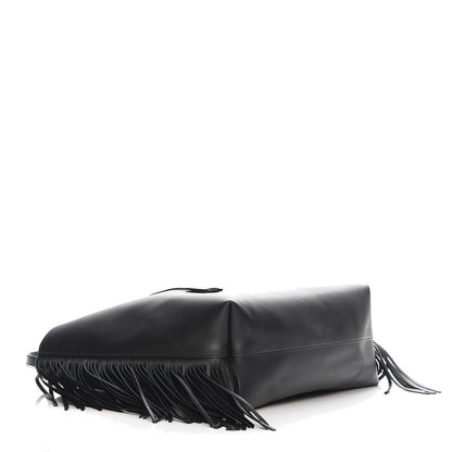 Saint Laurent Calfskin Large Fringe Shopping Tote Black 4 of 9