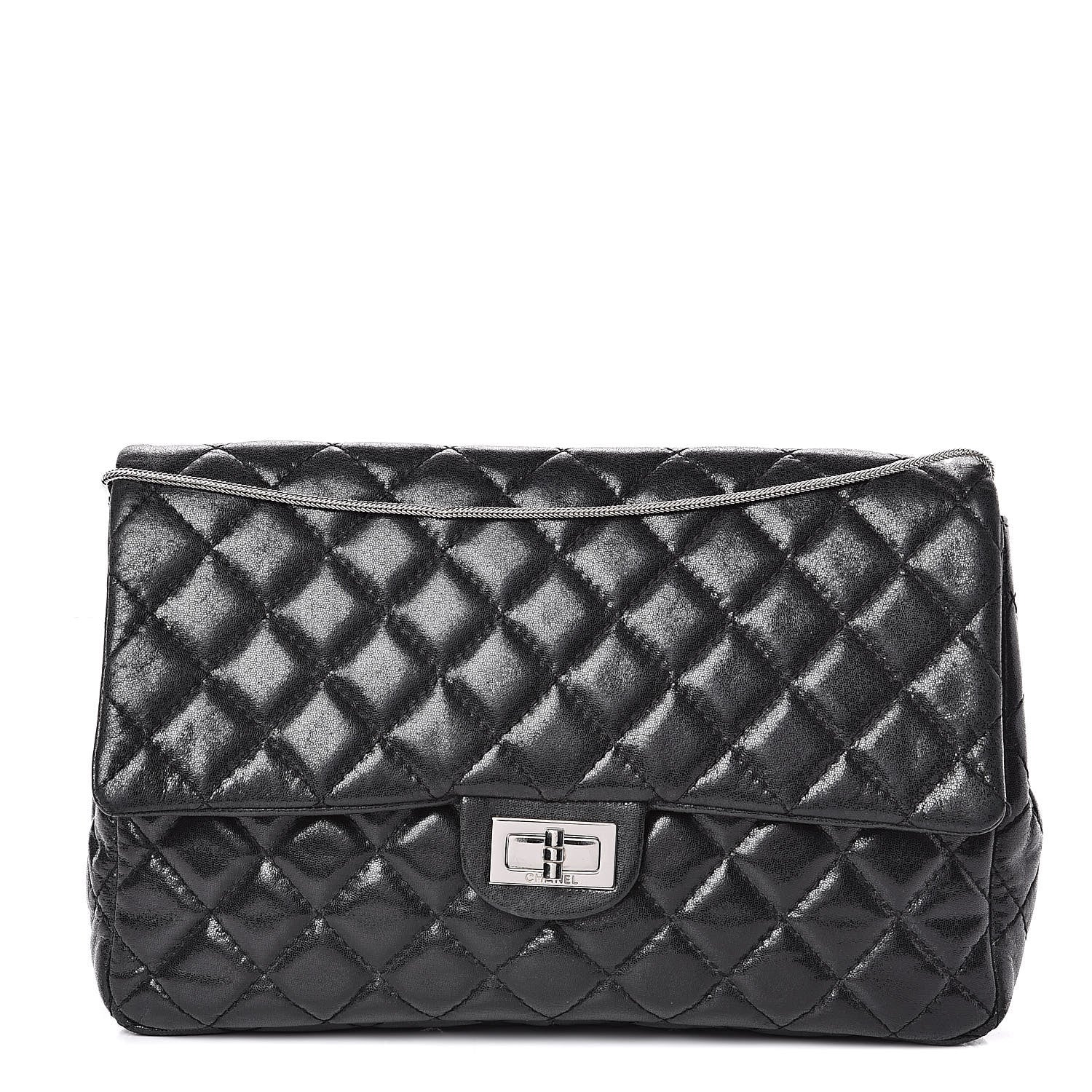 Chanel Iridescent Lambskin Quilted Snake Chain 2.55 Reissue Flap Black 1 of 13