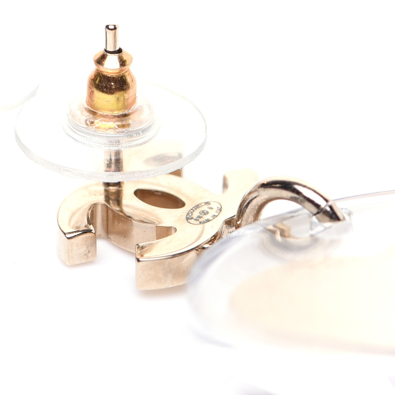 Chanel Resin Enamel CC Star Heart Earrings Gold 3 of 8