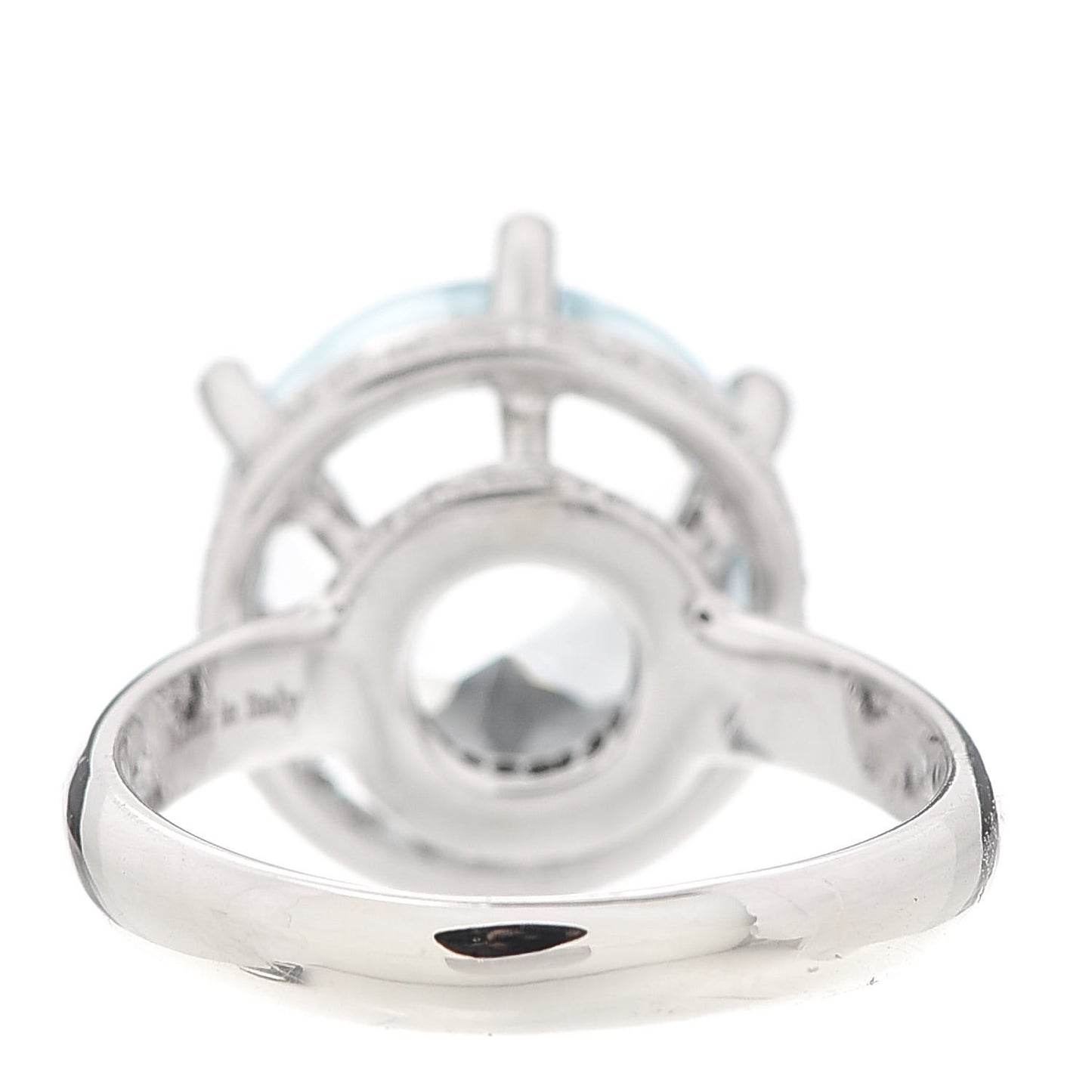 18K White Gold Diamond Aquamarine Minou Ring 56 7.75