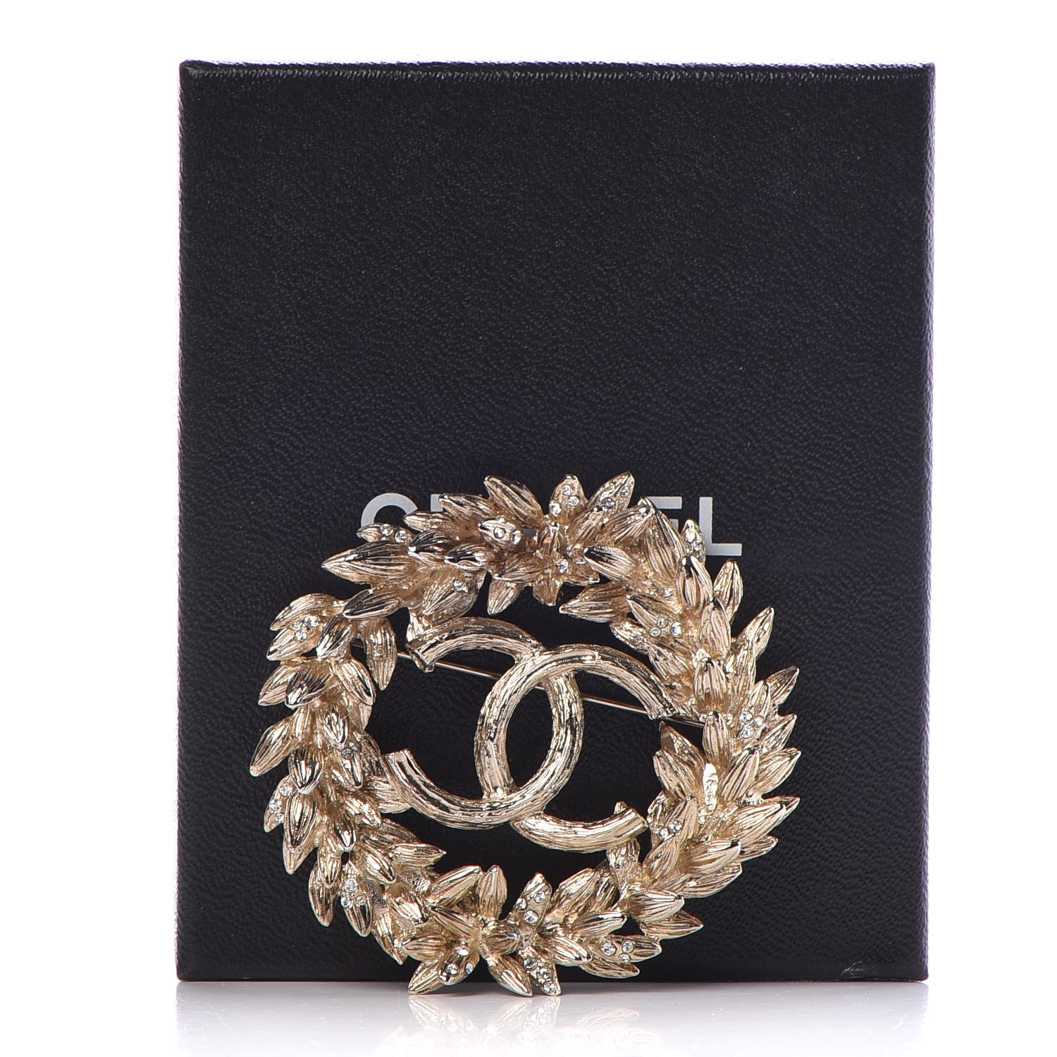Chanel Crystal CC Sheath of Wheat Brooch Gold 5 of 5
