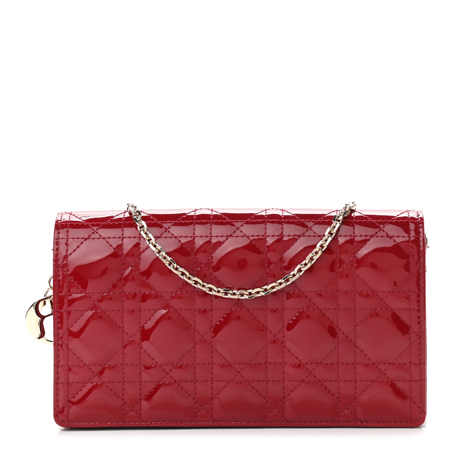 Christian Dior Patent Cannage Lady Dior Clutch Rouge Ceris 3 of 12