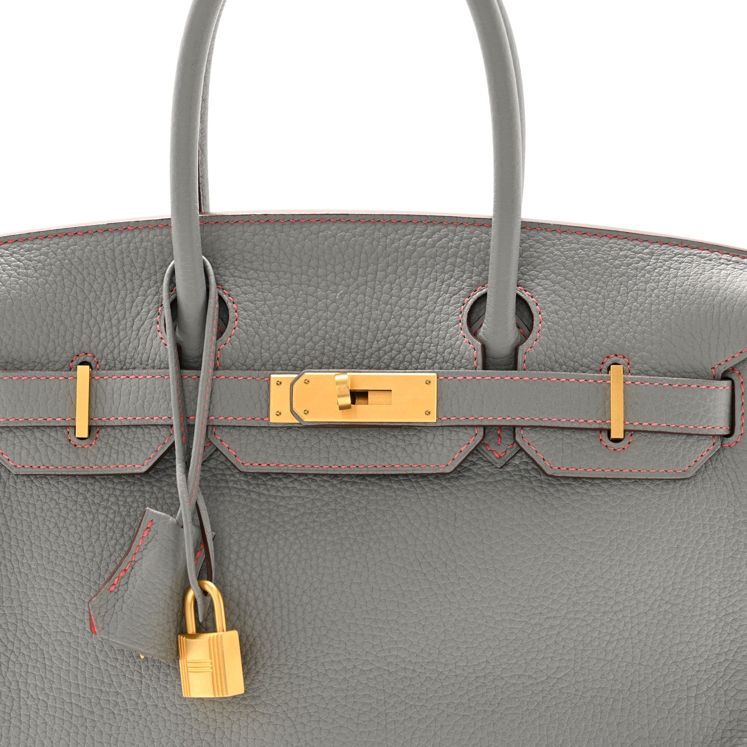 Hermes Togo Horseshoe Birkin 30 Gris Mouette Feu 8 of 11