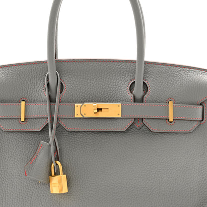 Hermes Togo Horseshoe Birkin 30 Gris Mouette Feu 8 of 11