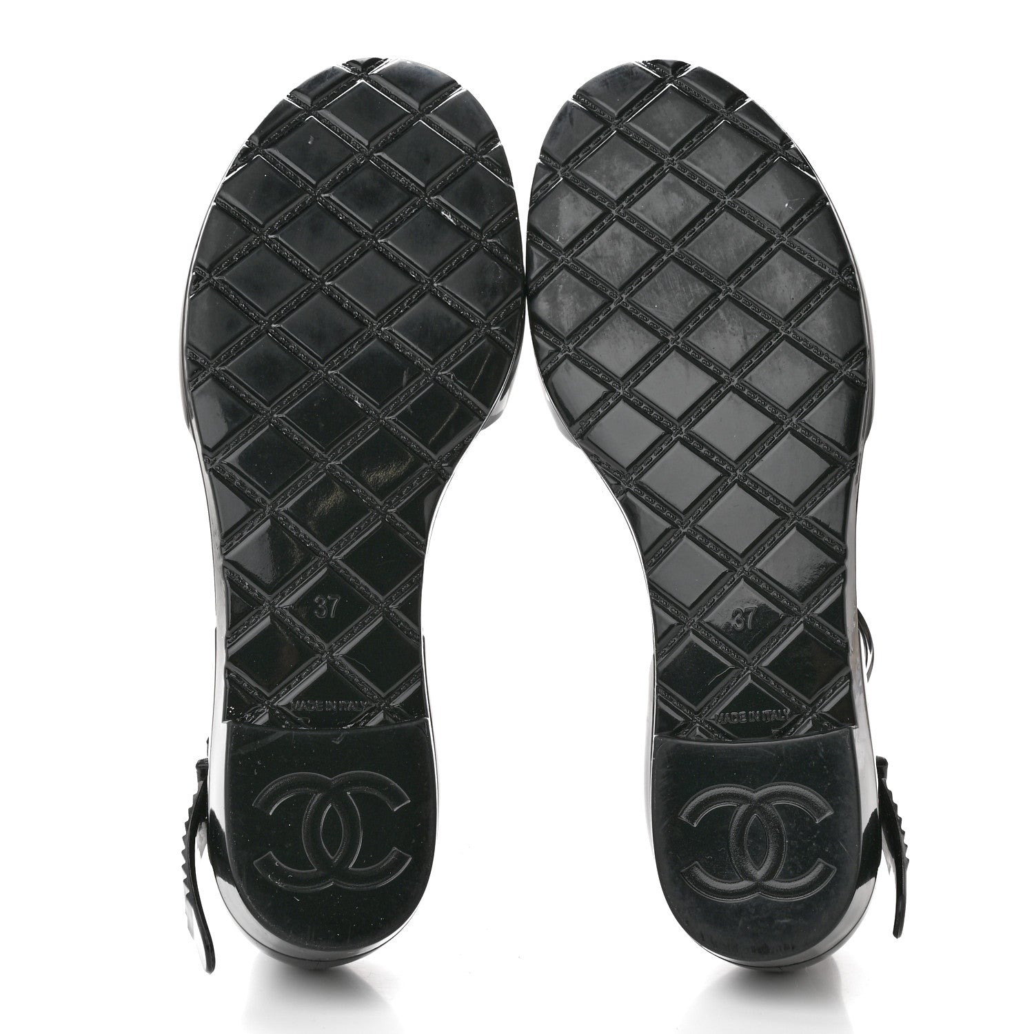 Chanel Jelly Camellia Sandals 37 Black Ivory 5 of 10