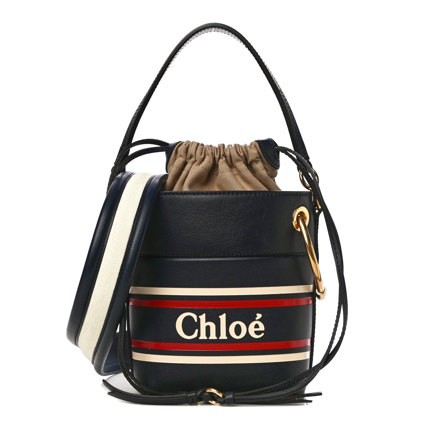 Chloe Smooth Calfskin Logo Mini Roy Bucket Bag Full Blue 1 of 11