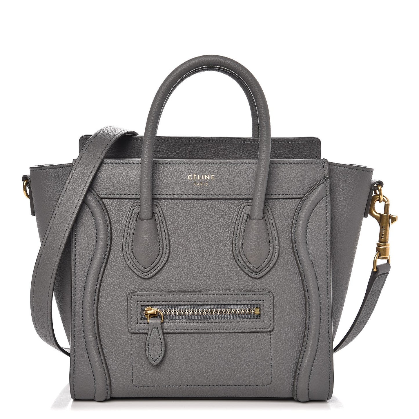 Drummed Calfskin Nano Luggage Kohl