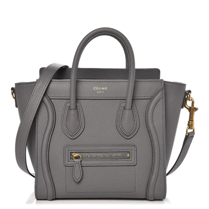 Celine Drummed Calfskin Nano Luggage Kohl 1 of 9