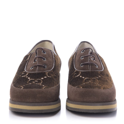 Gucci Velvet GG Monogram Thompson Derby Loafers 37 Vintage Cocoa Brown 2 of 10