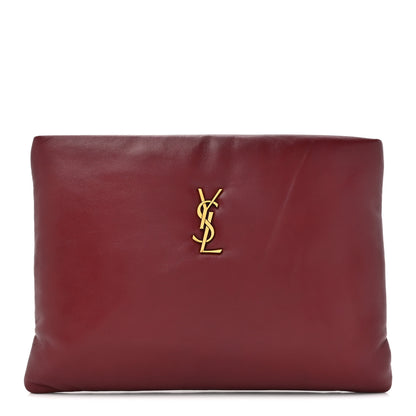 Saint Laurent Lambskin Small Calypso Pouch Rouge Merlot 1 of 8