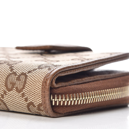 Gucci Monogram Dollar Calfskin Zip Around French Wallet Beige Ebony Tabacco 10 of 11