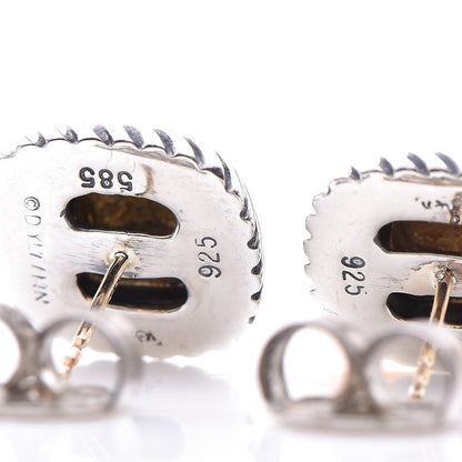 David Yurman Sterling Silver 14K Yellow Gold 7mm Albion Cable Earrings 6 of 7