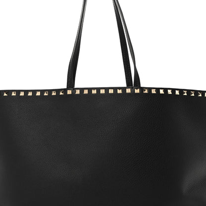 Valentino Garavani Grained Calfskin Rockstud Shoulder Tote Black 7 of 9